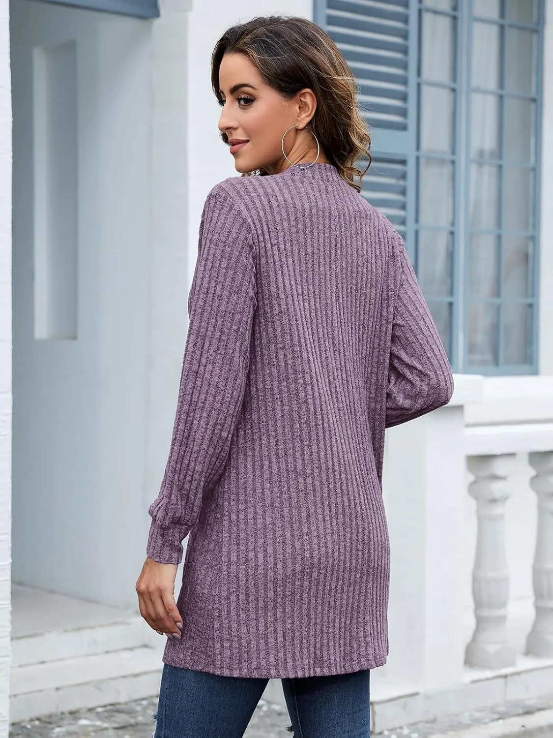 BELAROI Womens Open Front Cardigan Sweaters Casual Lightweight Outerwear Soft Plus Size Long Sleeve Tops with Pockets