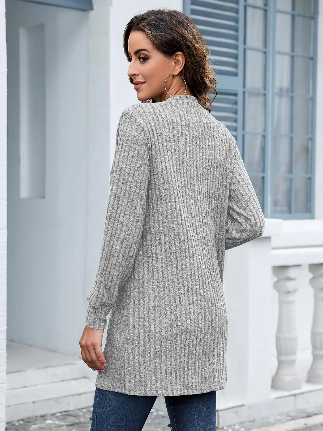 BELAROI Womens Open Front Cardigan Sweaters Casual Lightweight Outerwear Soft Plus Size Long Sleeve Tops with Pockets