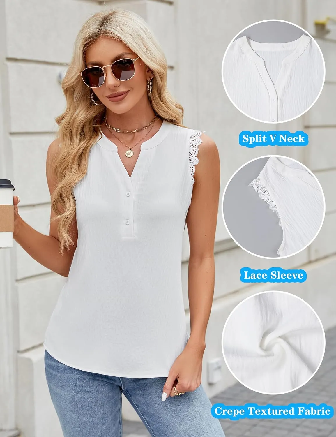 Blooming Jelly Women's Dressy Casual Blouses Business Tank Tops Sleeveless V Neck Button Down Shirts 2024 Summer Outfits