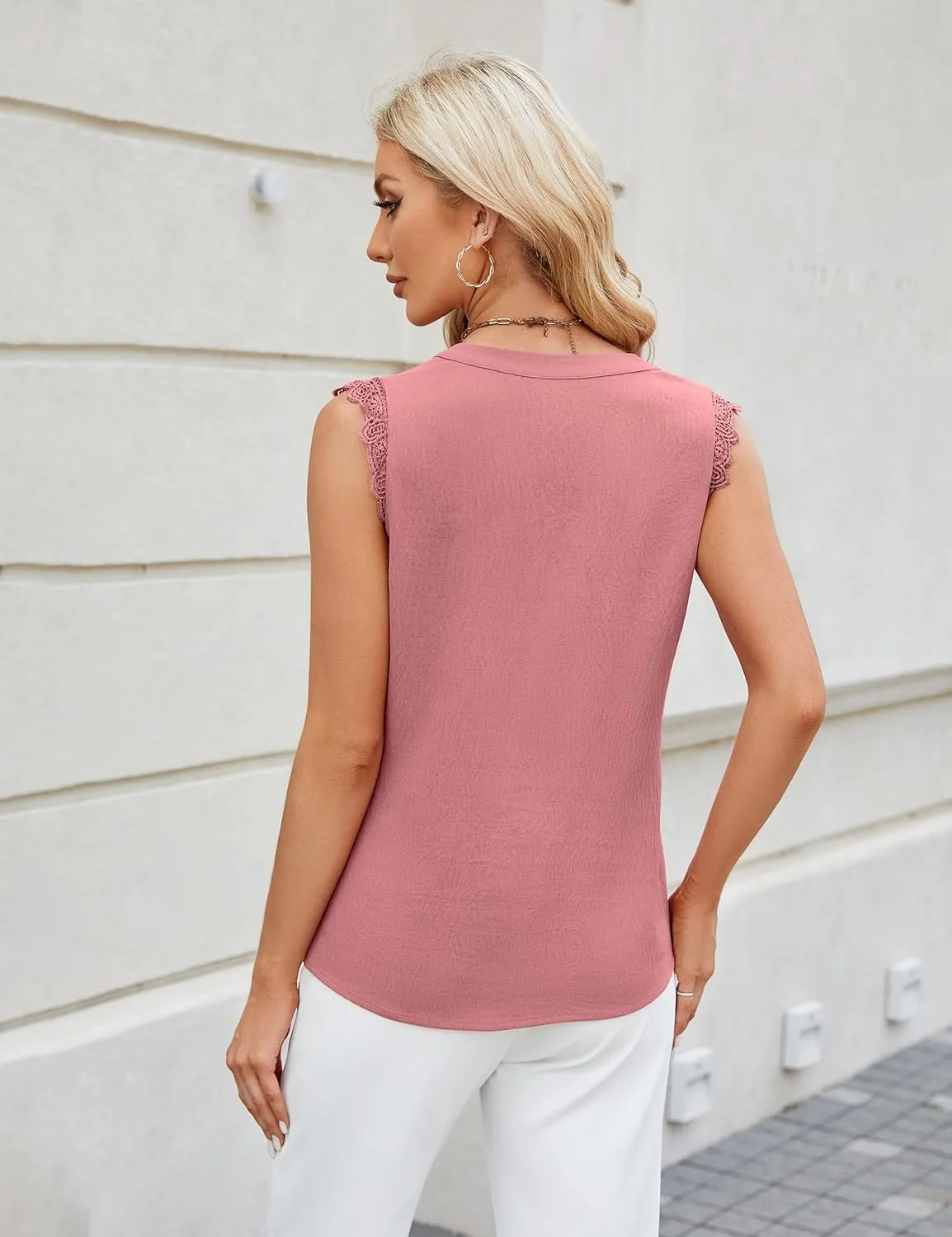 Blooming Jelly Women's Dressy Casual Blouses Business Tank Tops Sleeveless V Neck Button Down Shirts 2024 Summer Outfits