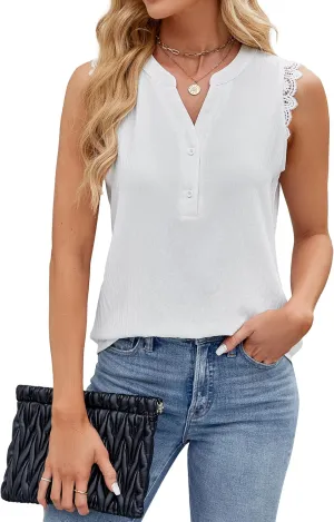 Blooming Jelly Women's Dressy Casual Blouses Business Tank Tops Sleeveless V Neck Button Down Shirts 2024 Summer Outfits