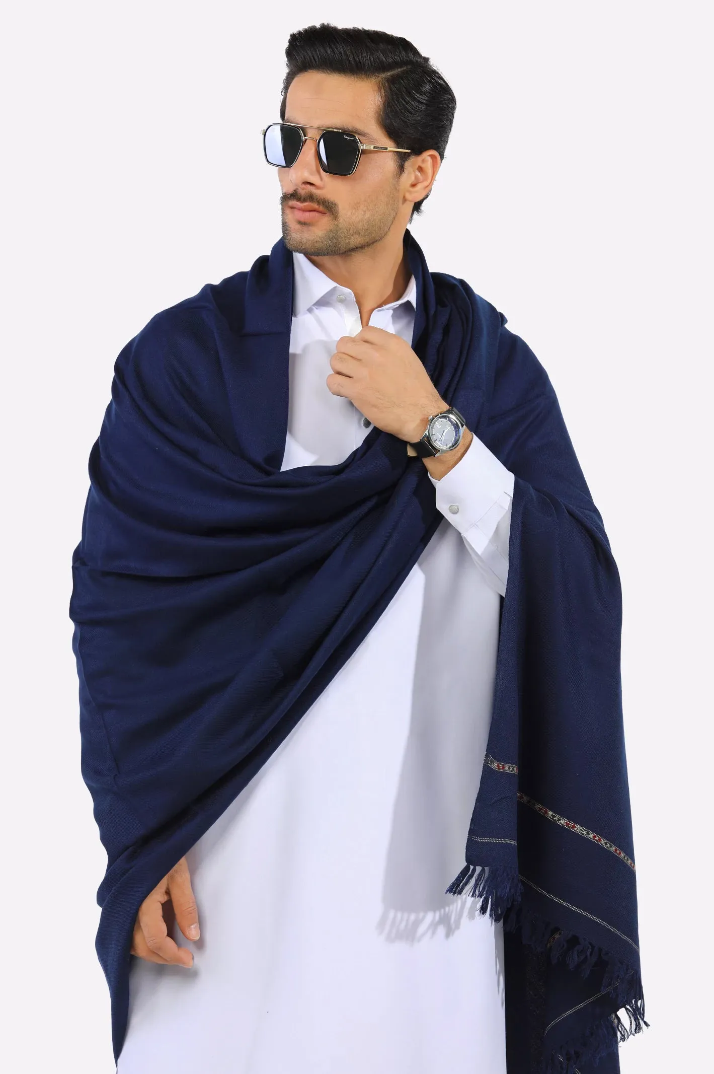Blue Woolen Men's Shawl