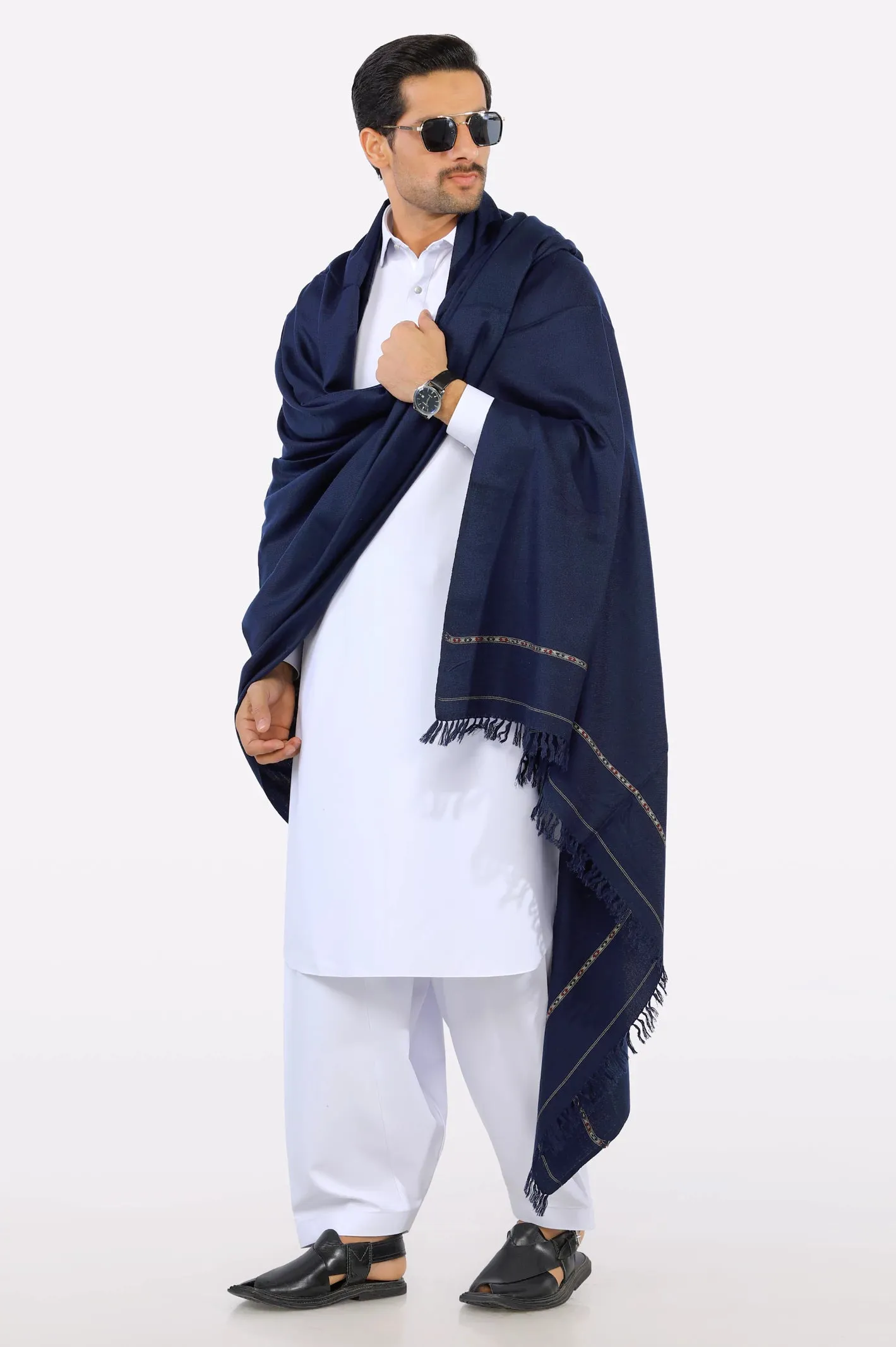 Blue Woolen Men's Shawl