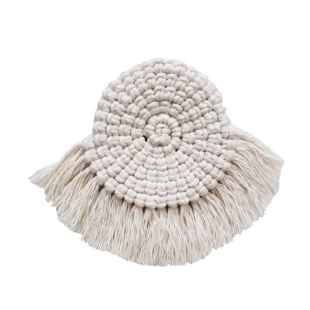 Boho Macrame Coaster in White Color