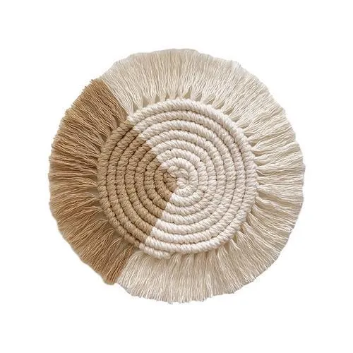 Boho Macrame Coaster in White Color