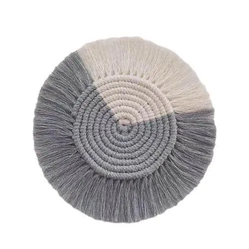 Boho Macrame Coaster in White Color