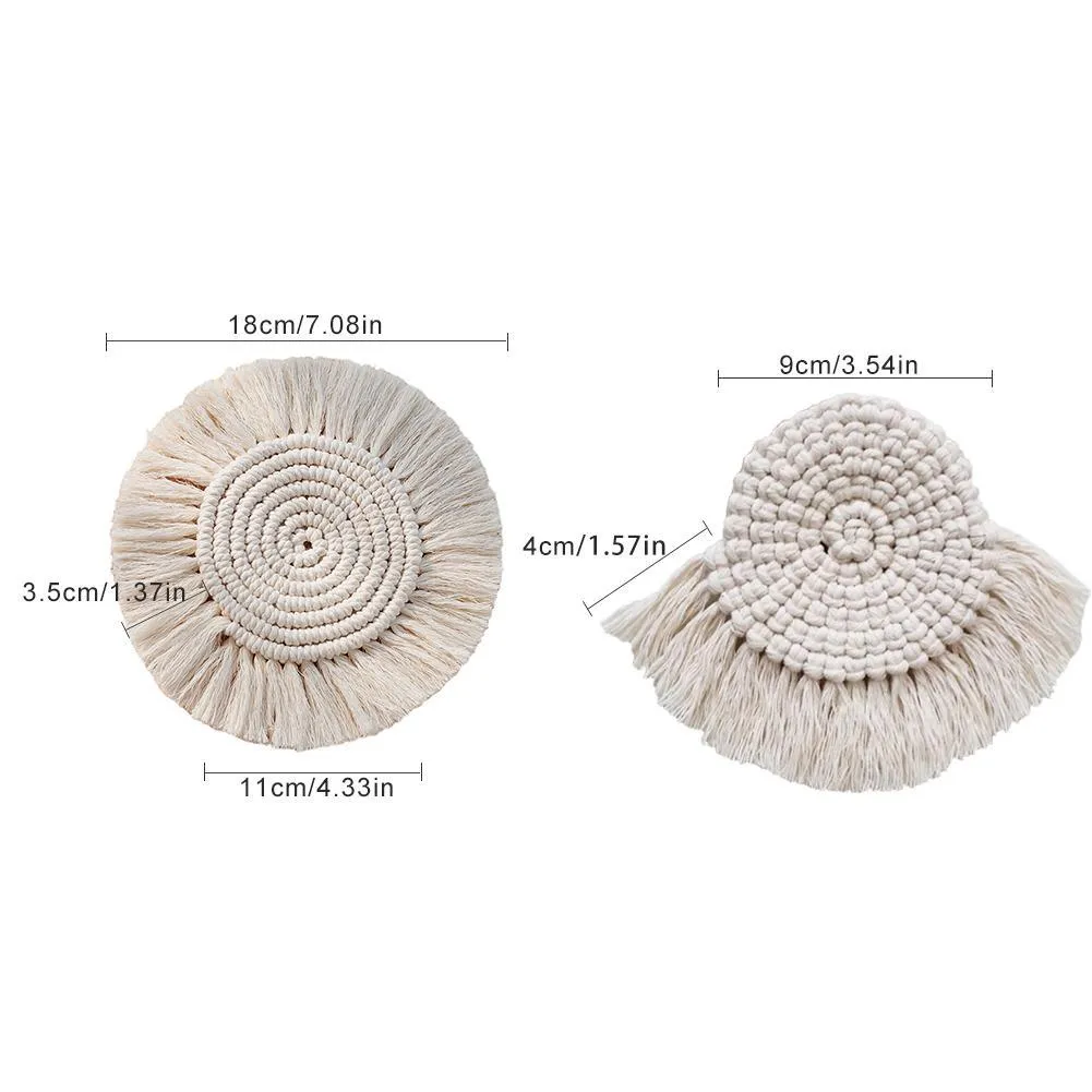 Boho Macrame Coaster in White Color