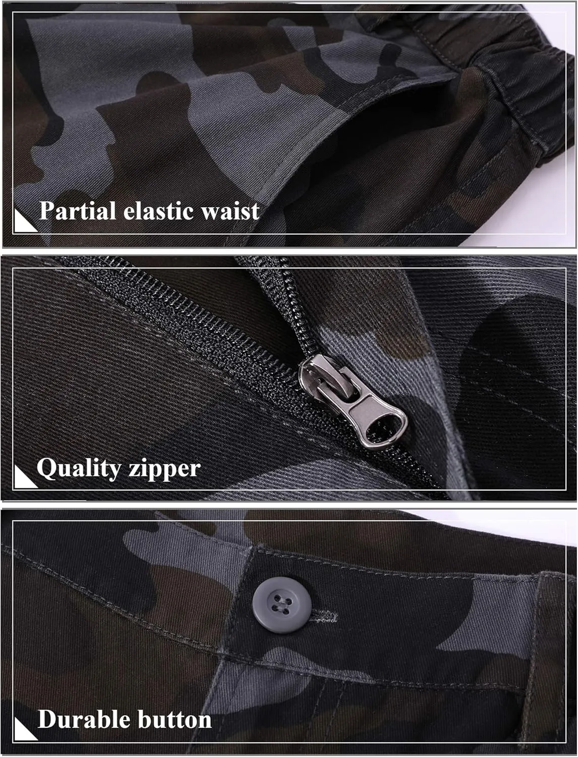 BOJIN Men's Cargo Pants Casual Military Army Camo Relaxed Fit Cotton Combat Camouflage Cargo Work Pants with 8 Pockets