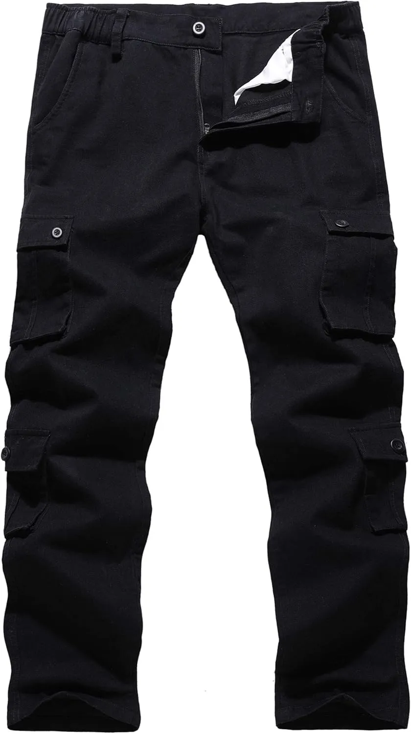 BOJIN Men's Cargo Pants Casual Military Army Camo Relaxed Fit Cotton Combat Camouflage Cargo Work Pants with 8 Pockets