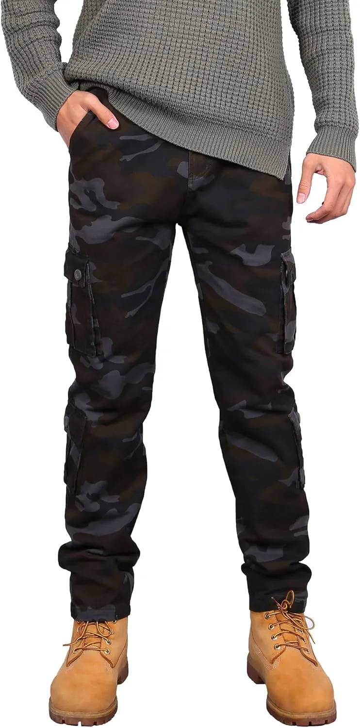 BOJIN Men's Cargo Pants Casual Military Army Camo Relaxed Fit Cotton Combat Camouflage Cargo Work Pants with 8 Pockets