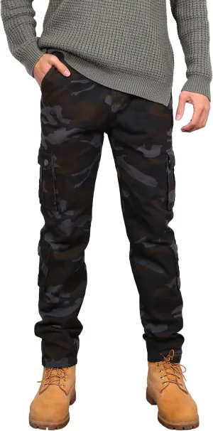 BOJIN Men's Cargo Pants Casual Military Army Camo Relaxed Fit Cotton Combat Camouflage Cargo Work Pants with 8 Pockets