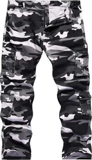 BOJIN Men's Cargo Pants Casual Military Army Camo Relaxed Fit Cotton Combat Camouflage Cargo Work Pants with 8 Pockets