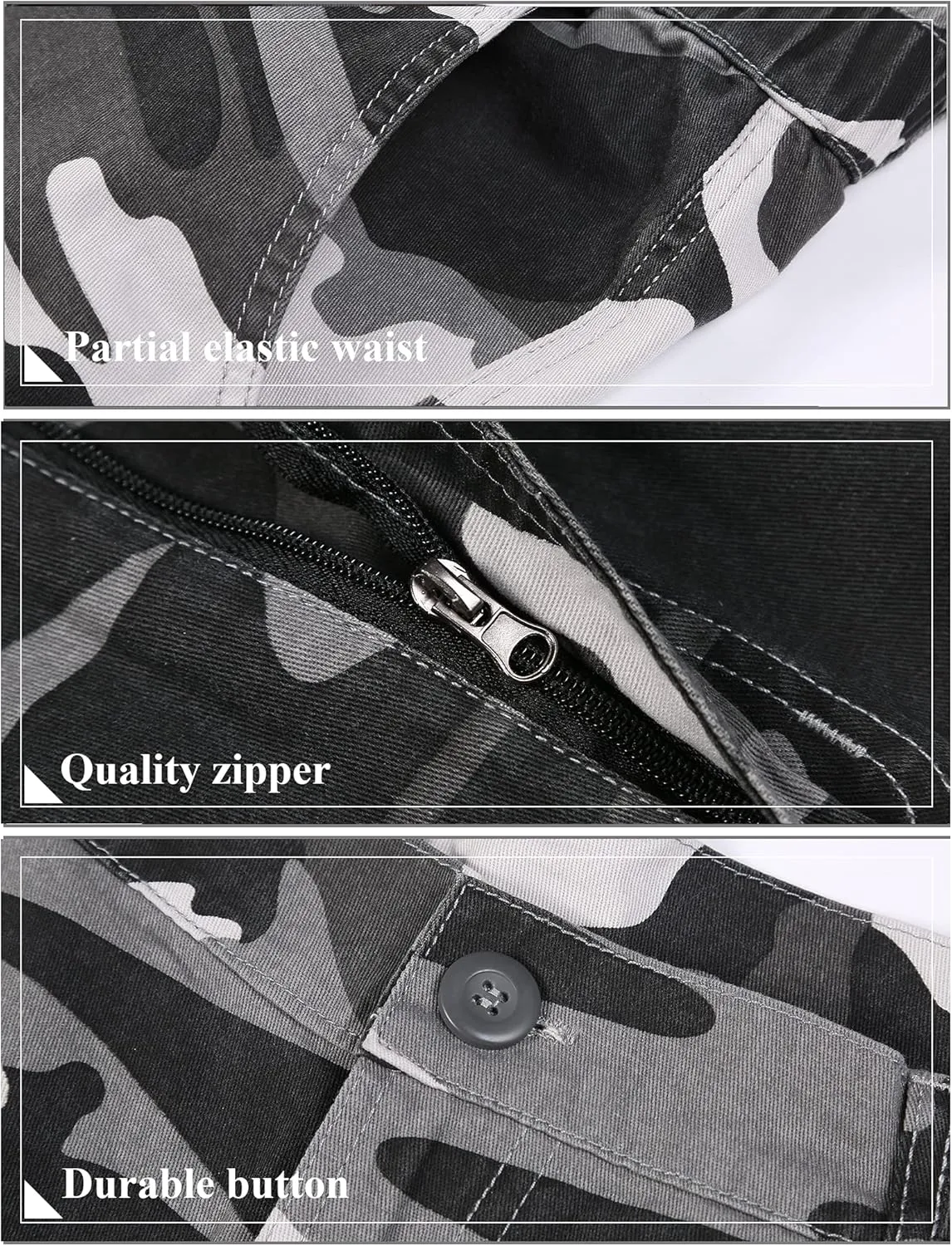 BOJIN Men's Cargo Pants Casual Military Army Camo Relaxed Fit Cotton Combat Camouflage Cargo Work Pants with 8 Pockets
