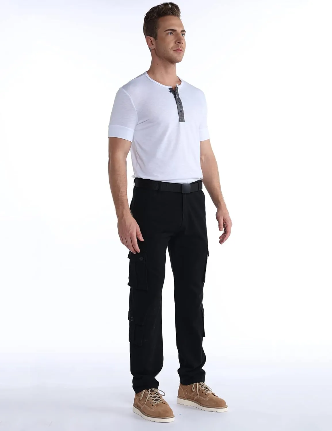 BOJIN Men's Cargo Pants Casual Military Army Camo Relaxed Fit Cotton Combat Camouflage Cargo Work Pants with 8 Pockets