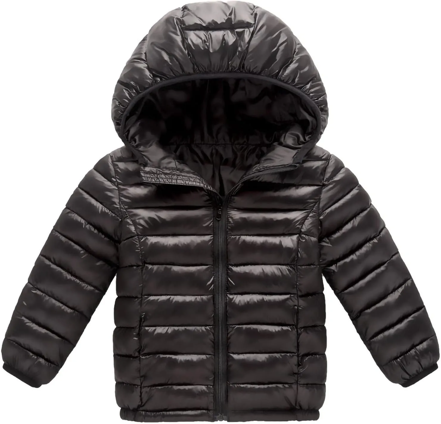 Boys Girls Warm Cotton Padded Hoodie Jacket Children's Zip Long Sleeve Hooded Light Down Coat Fashion Outerwear Outfit
