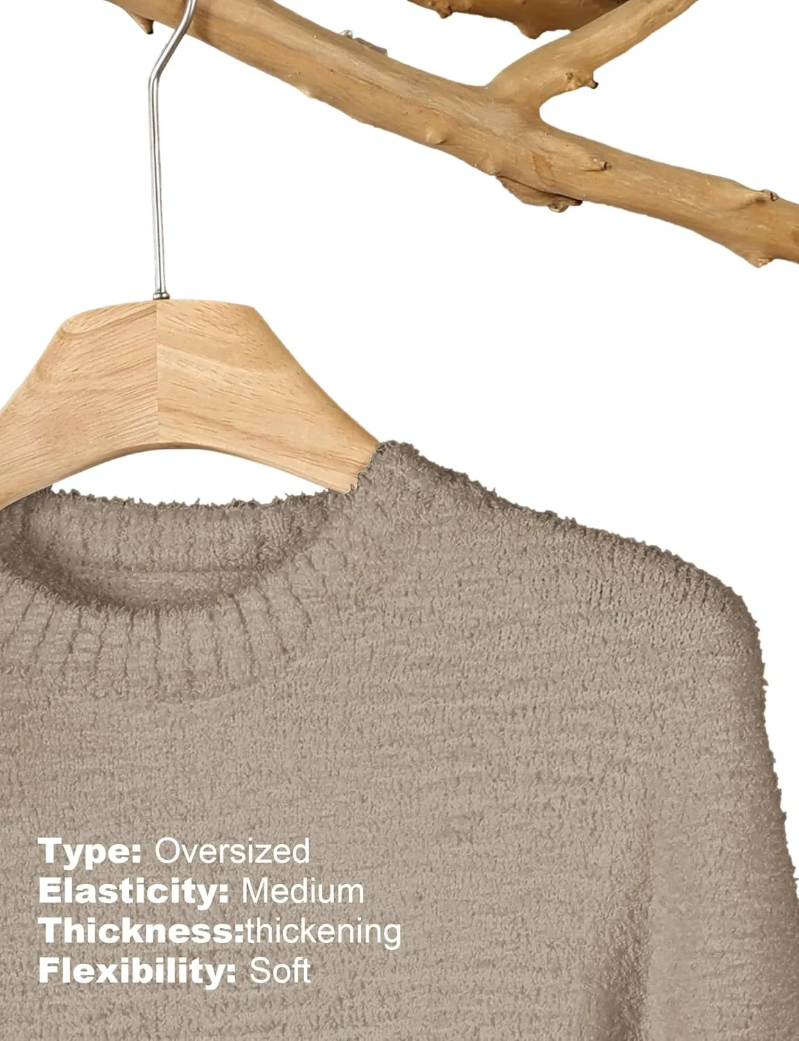 Buauty Womens Oversized Long Sleeve Crewneck Fall Sweaters Chunky Fuzzy Knit Pullover Clothes 2025 Trendy Outfits