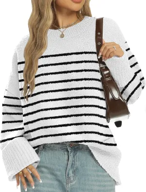 Buauty Womens Oversized Long Sleeve Crewneck Fall Sweaters Chunky Fuzzy Knit Pullover Clothes 2025 Trendy Outfits