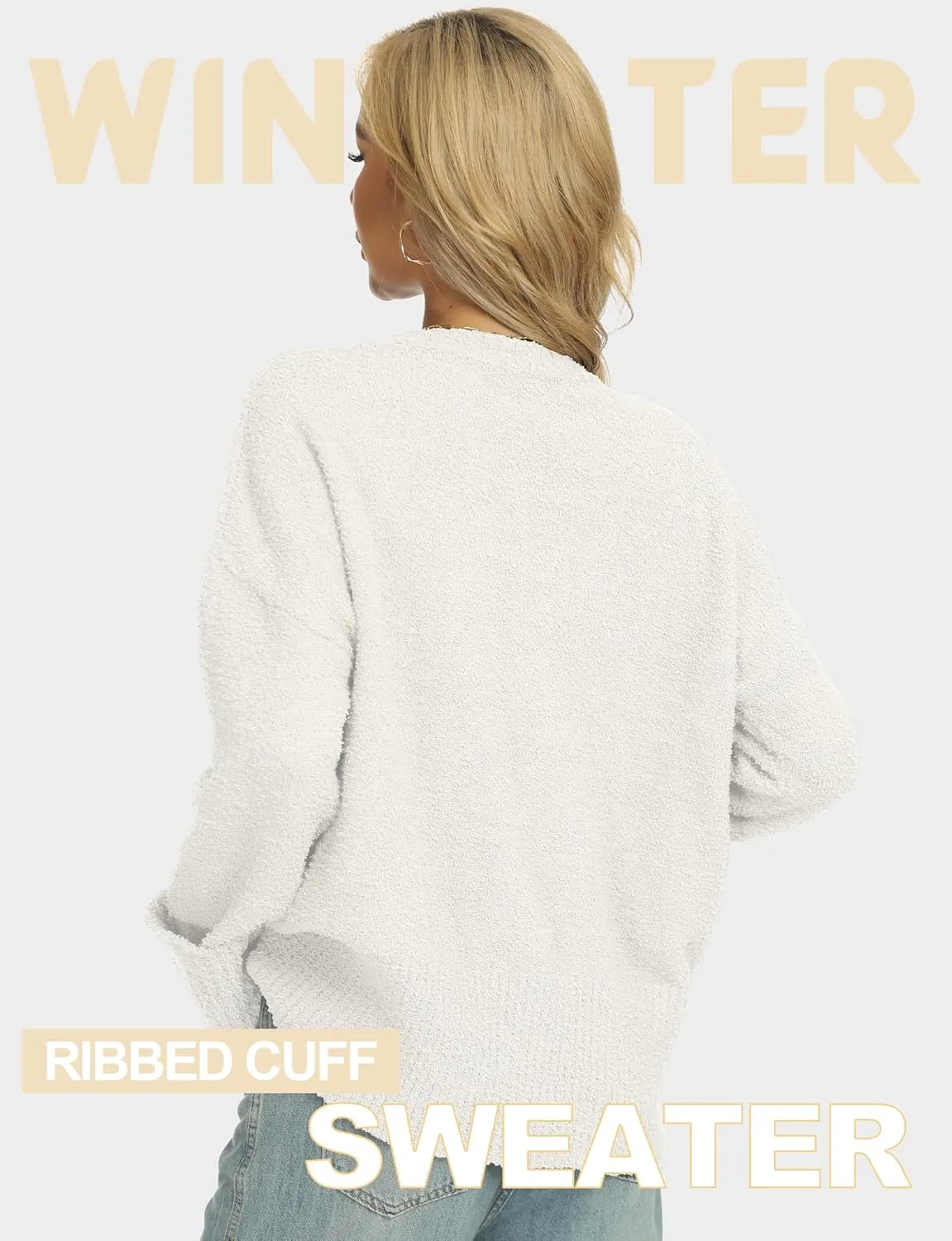 Buauty Womens Oversized Long Sleeve Crewneck Fall Sweaters Chunky Fuzzy Knit Pullover Clothes 2025 Trendy Outfits
