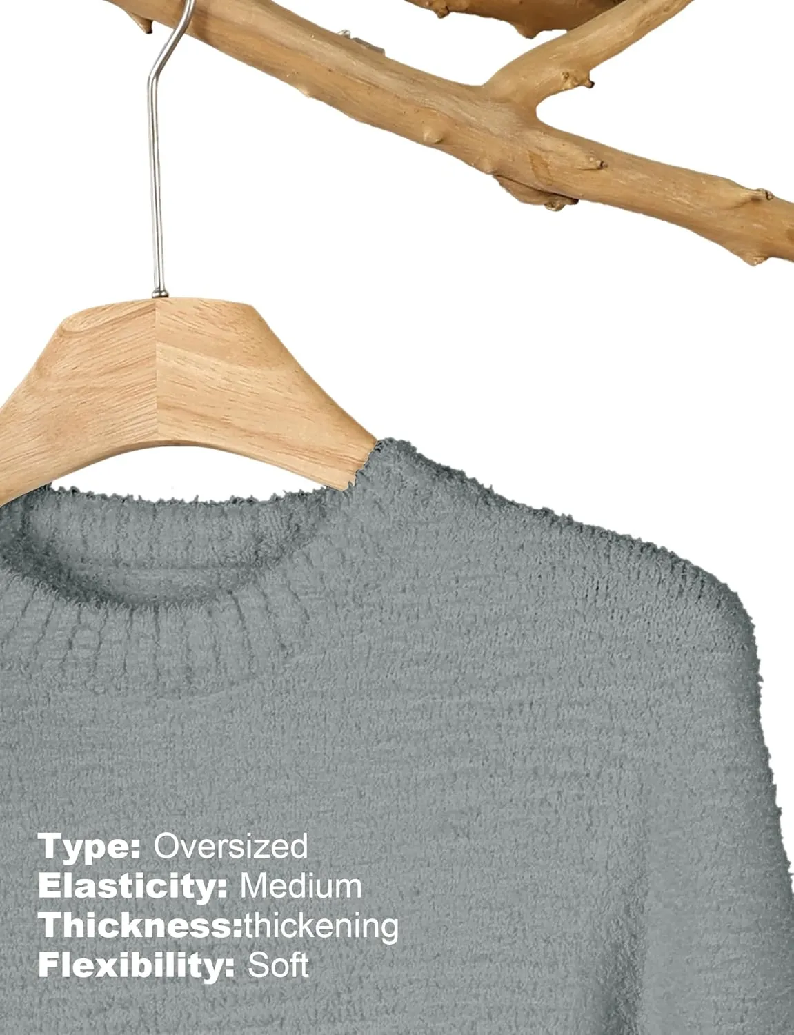 Buauty Womens Oversized Long Sleeve Crewneck Fall Sweaters Chunky Fuzzy Knit Pullover Clothes 2025 Trendy Outfits