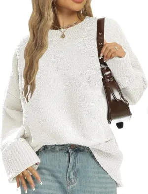 Buauty Womens Oversized Long Sleeve Crewneck Fall Sweaters Chunky Fuzzy Knit Pullover Clothes 2025 Trendy Outfits