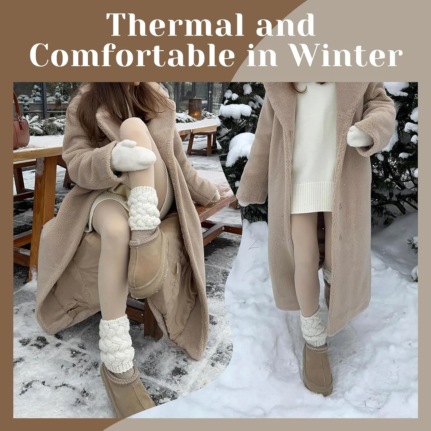 CAMPSNAIL Fleece Lined Leggings Women - Thick Soft High Waisted Black Tummy Control Thermal Warm Velvet Pants for Cold Winter