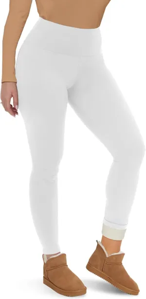 CAMPSNAIL Fleece Lined Leggings Women - Thick Soft High Waisted Black Tummy Control Thermal Warm Velvet Pants for Cold Winter