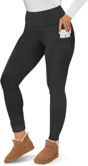 CAMPSNAIL Fleece Lined Leggings Women - Thick Soft High Waisted Black Tummy Control Thermal Warm Velvet Pants for Cold Winter