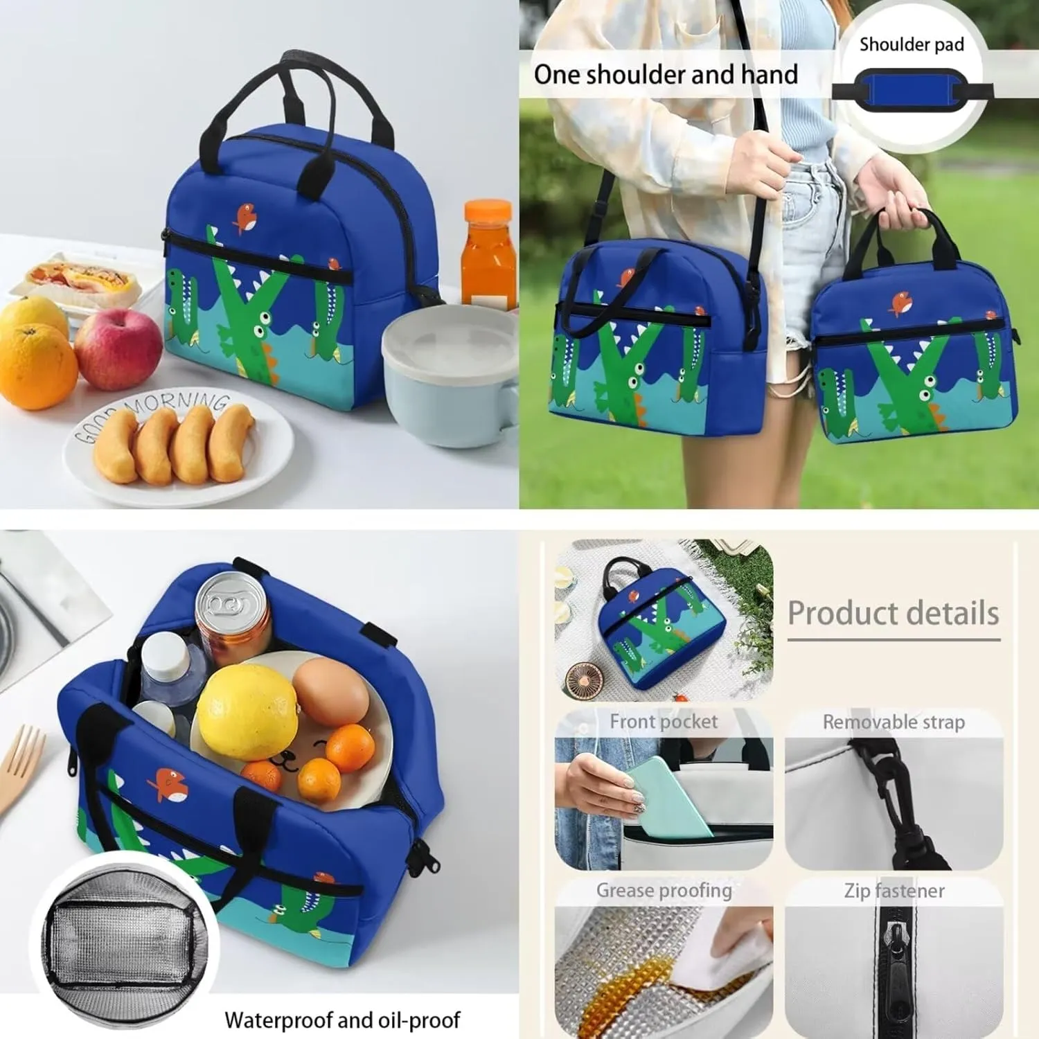 Cartoon Crocodile17 Inch Backpack Girl School Laptop Bag Bookbag for Women Teens Students Office Picnic Travel Comfortable Unfading Large Capacity Adjustable