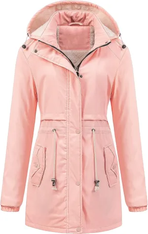Chrisuno Women's Mid-Length Parka Winter Outerwear Jacket Soft Fleece Warm Snow Coat