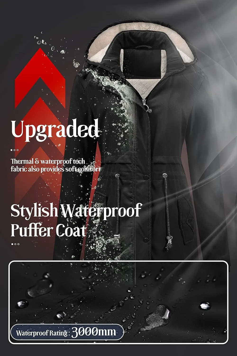 Chrisuno Women's Mid-Length Parka Winter Outerwear Jacket Soft Fleece Warm Snow Coat