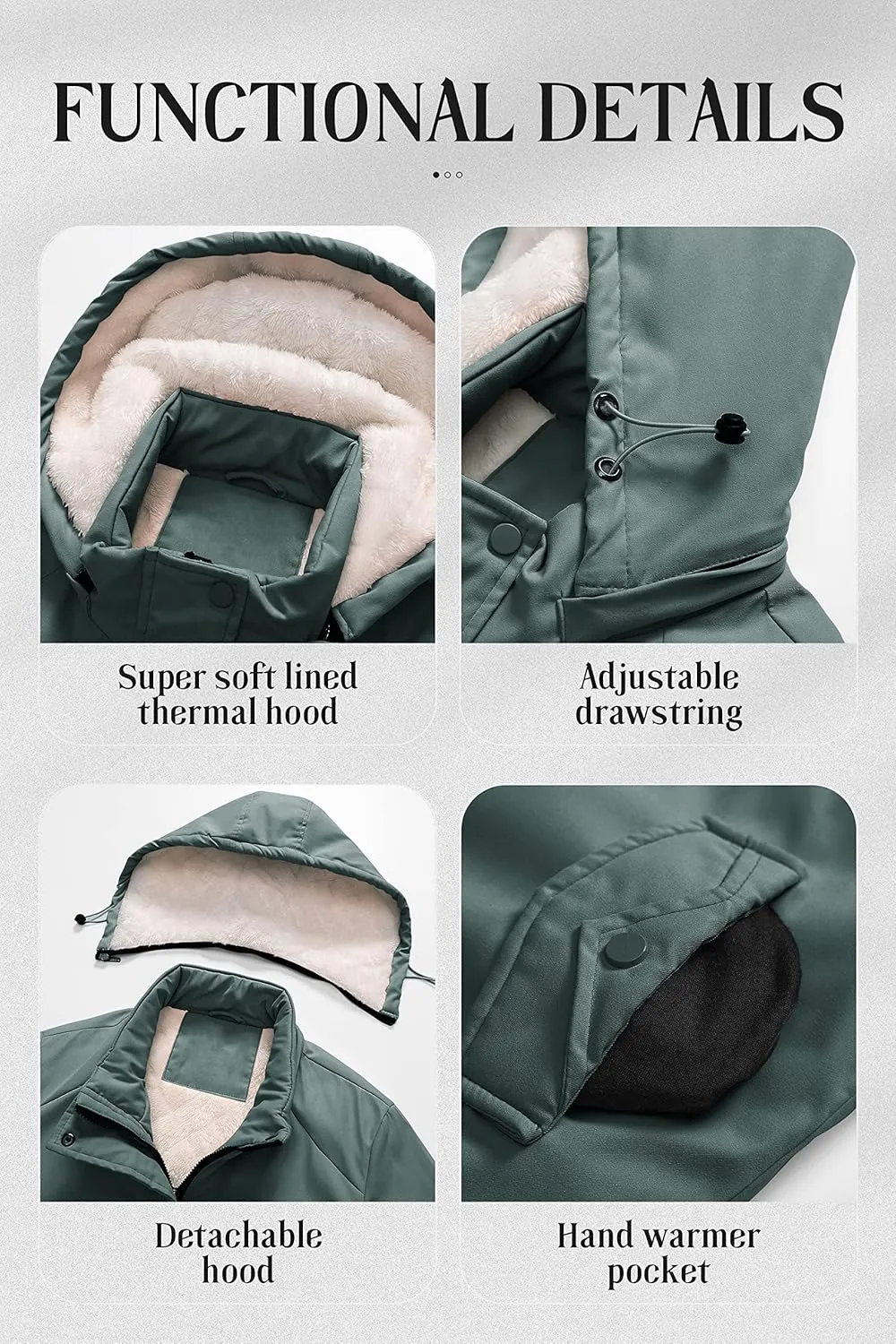 Chrisuno Women's Mid-Length Parka Winter Outerwear Jacket Soft Fleece Warm Snow Coat