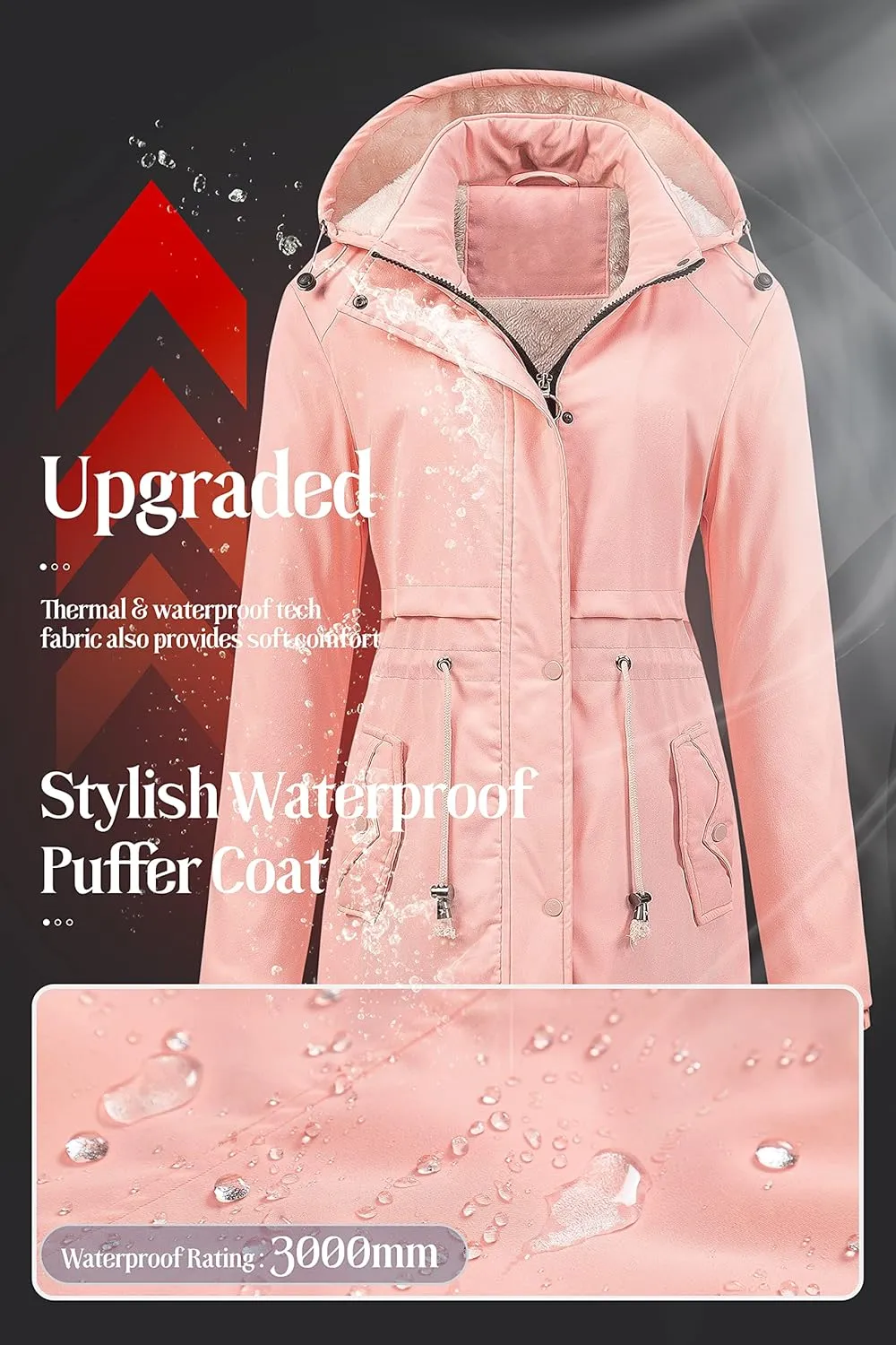 Chrisuno Women's Mid-Length Parka Winter Outerwear Jacket Soft Fleece Warm Snow Coat