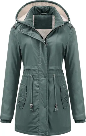 Chrisuno Women's Mid-Length Parka Winter Outerwear Jacket Soft Fleece Warm Snow Coat