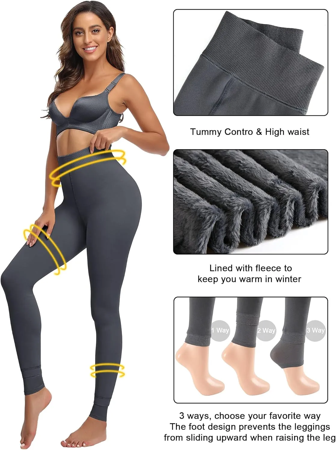 CHRLEISURE Women's Winter Warm Fleece Lined Leggings - Thick Velvet Tights Thermal Pants