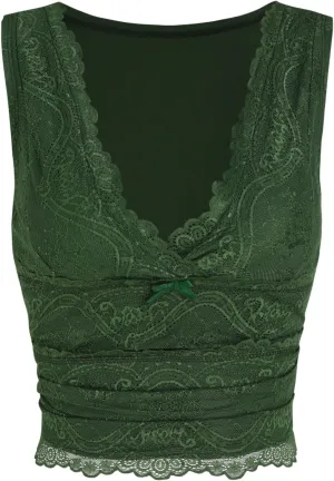 CIDER Lace Crop Tank Tops for Women Summer V Neck Sleeveless Going Out Tops Ruched Sexy Tee Trendy T Shirts Casual