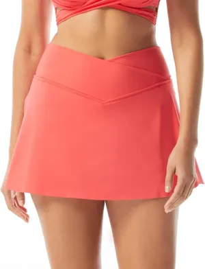 COCO REEF Serene Cross Over Swim Skort Wide V Seam Waistband Skirt with Shorts