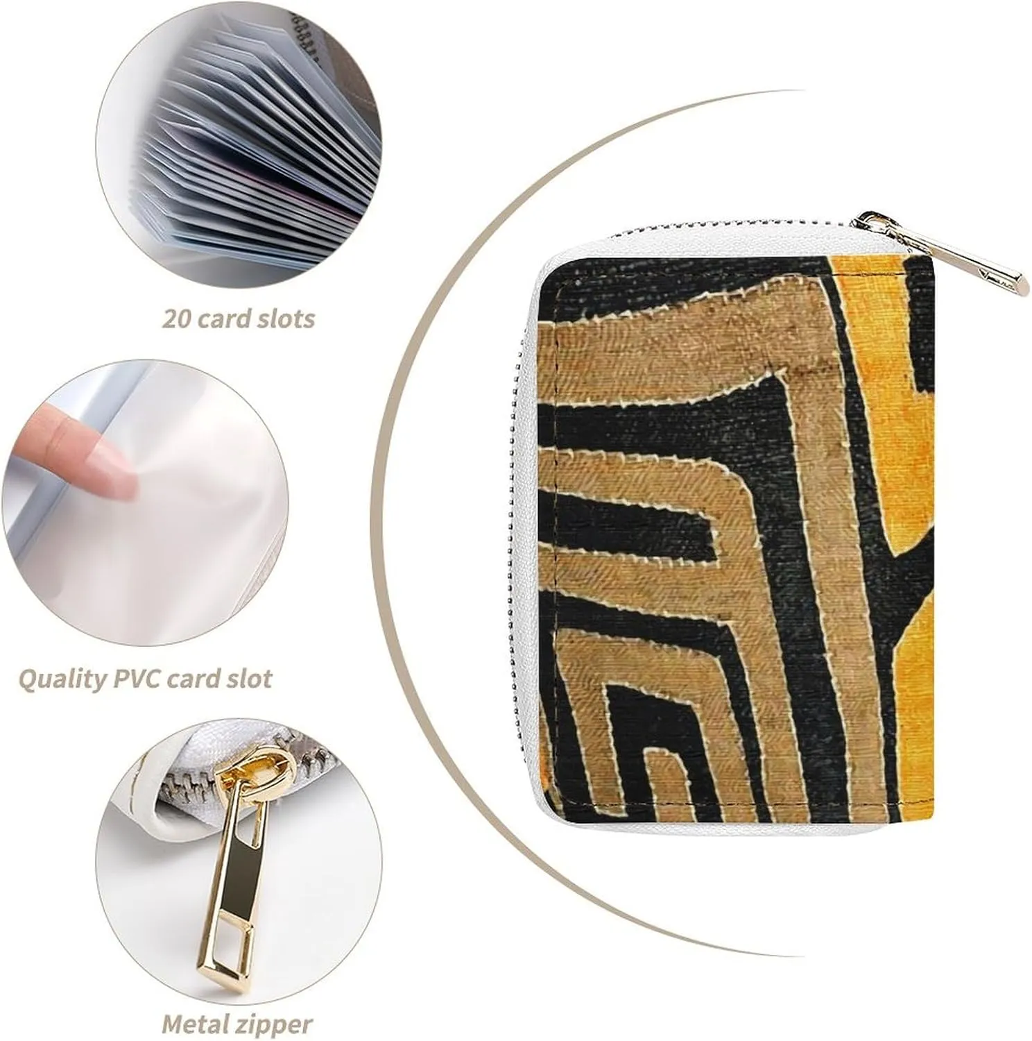 Contemporary African Mud Cloth Portable And Compact Leather Card Bag