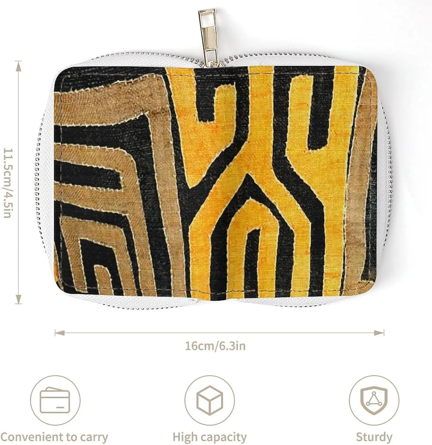 Contemporary African Mud Cloth Portable And Compact Leather Card Bag