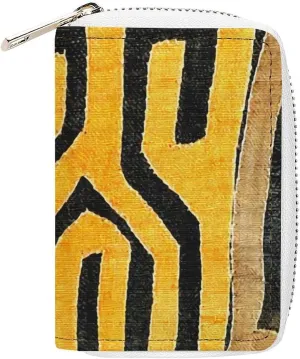 Contemporary African Mud Cloth Portable And Compact Leather Card Bag