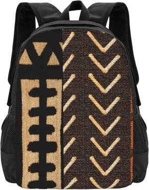 Contemporary African Mud Cloth Print Compact Travel Backpack  15 Laptop-Friendly, Breathable & Water-Resistant Design