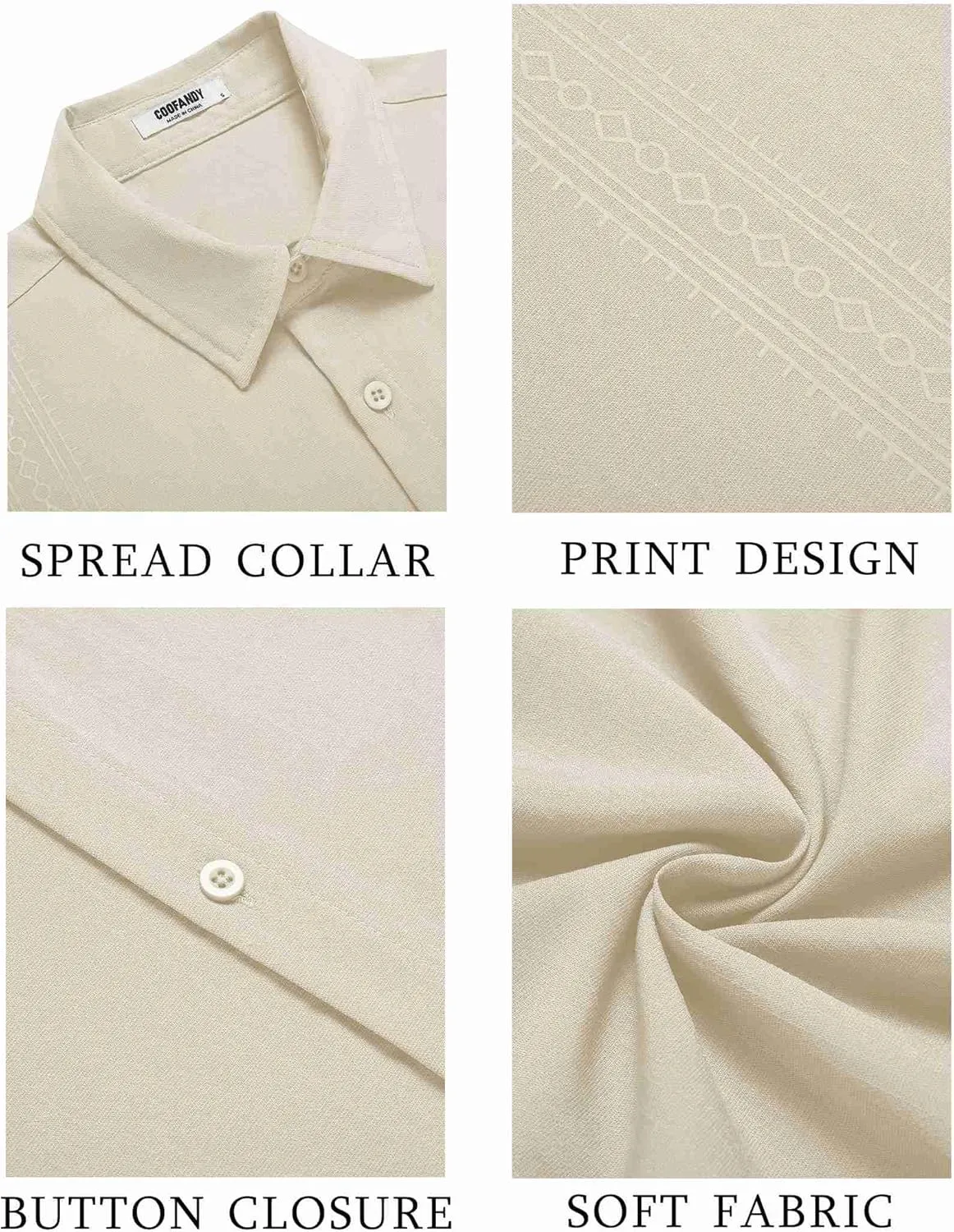COOFANDY Men's Cuban Guayabera Shirt Short Sleeve Button Down Shirts Casual Summer Beach Shirts