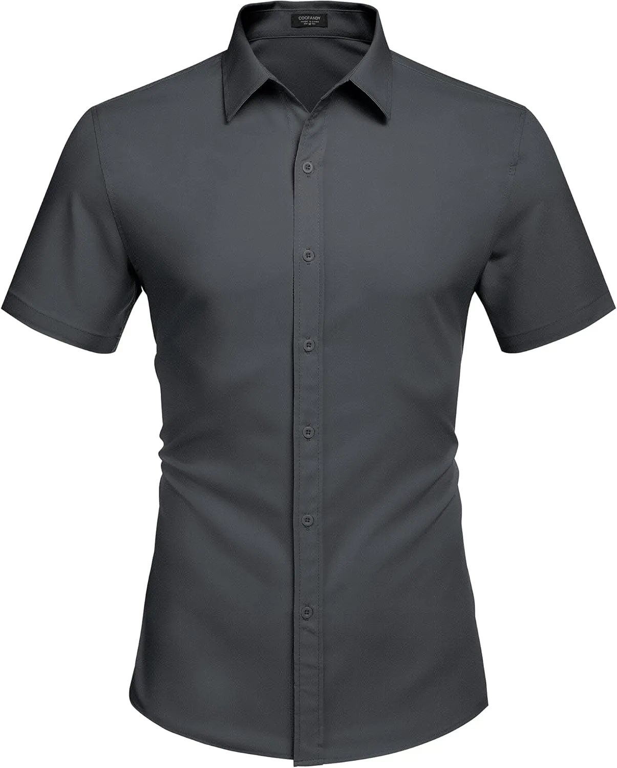 COOFANDY Men's Dress Shirts Short Sleeve Wrinkle Free Business Textured Shirt Casual Button Down Shirts