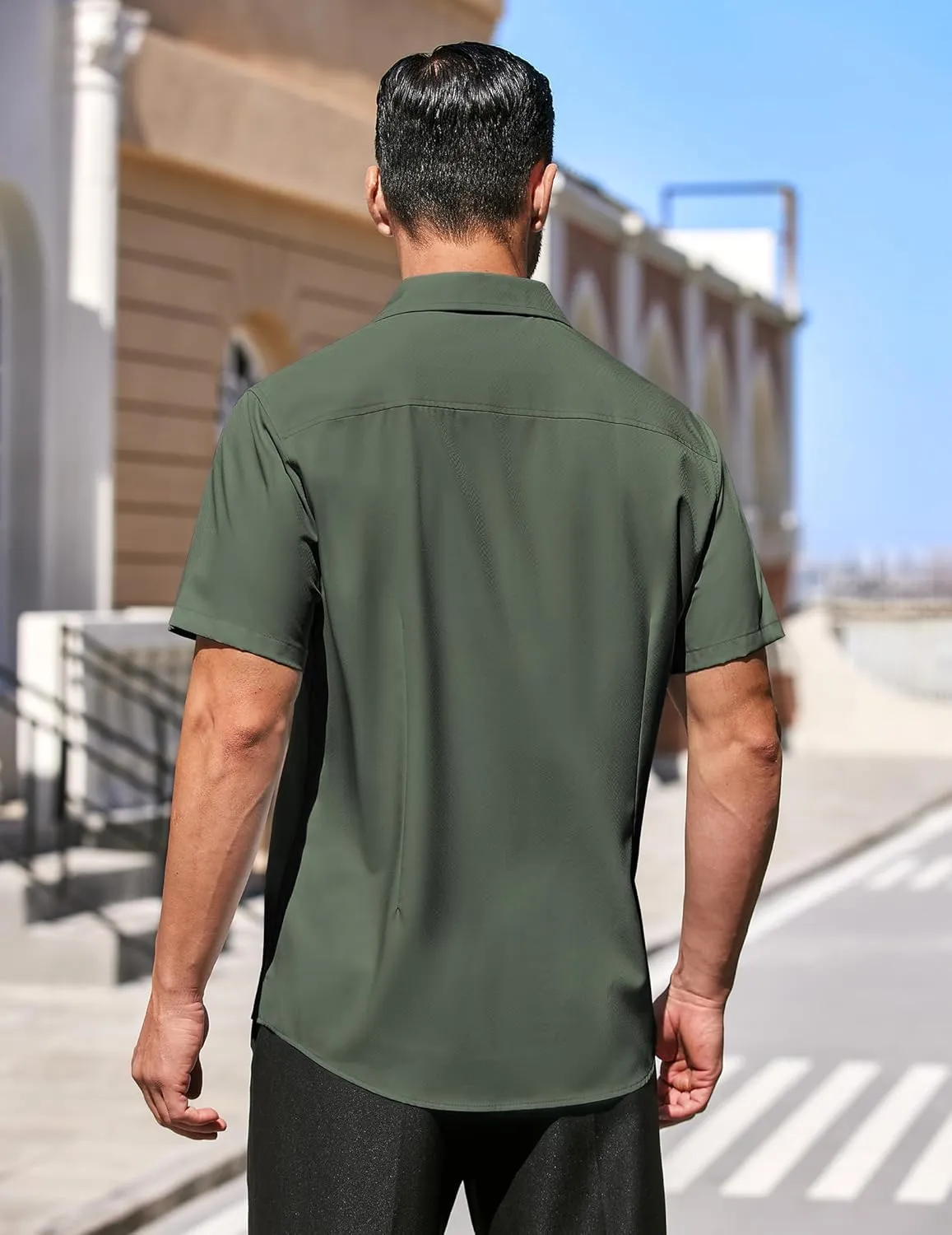 COOFANDY Men's Dress Shirts Short Sleeve Wrinkle Free Business Textured Shirt Casual Button Down Shirts