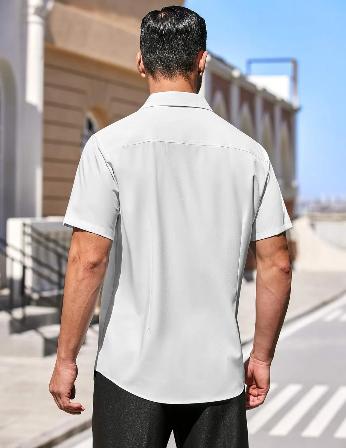 COOFANDY Men's Dress Shirts Short Sleeve Wrinkle Free Business Textured Shirt Casual Button Down Shirts