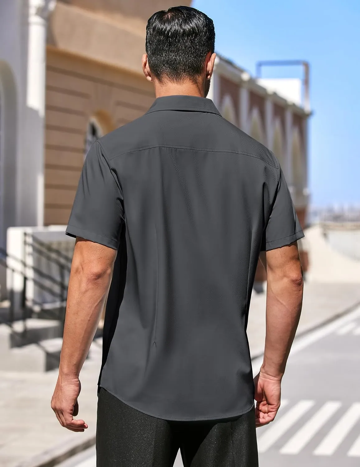 COOFANDY Men's Dress Shirts Short Sleeve Wrinkle Free Business Textured Shirt Casual Button Down Shirts