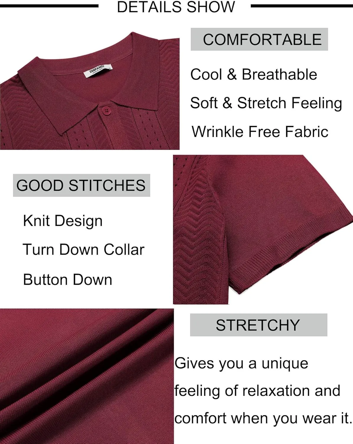COOFANDY Mens Knit Button Down Shirt Short Sleeve Summer Casual Shirts Vintage Beach Vacation Shirts