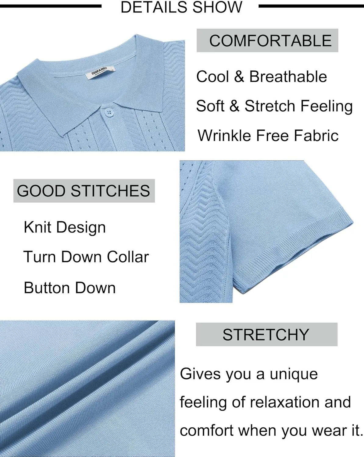 COOFANDY Mens Knit Button Down Shirt Short Sleeve Summer Casual Shirts Vintage Beach Vacation Shirts
