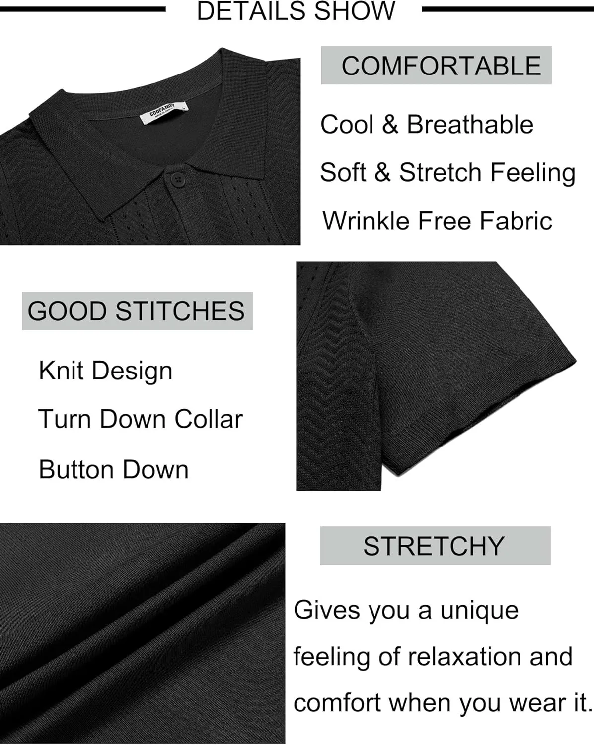 COOFANDY Mens Knit Button Down Shirt Short Sleeve Summer Casual Shirts Vintage Beach Vacation Shirts