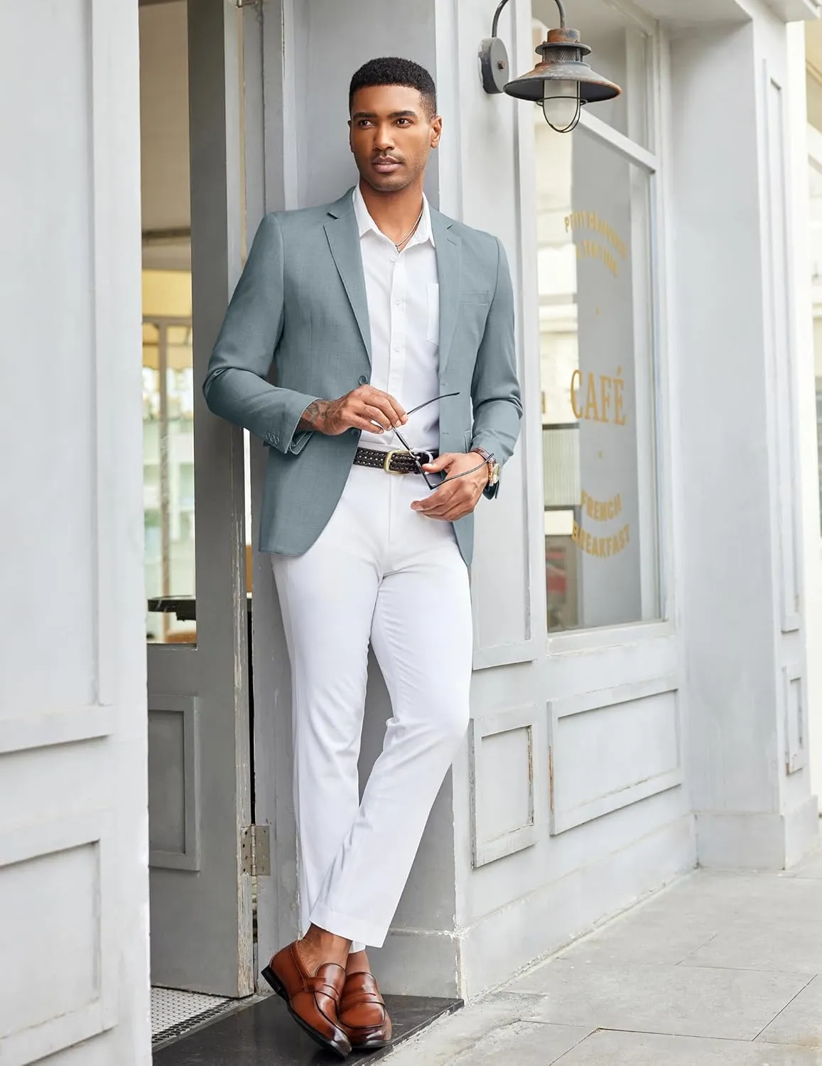 COOFANDY Mens Linen Casual Blazer Slim Fit Sport Coat Two Button Summer Suit Jacket Lightweight Business Sport Jacket