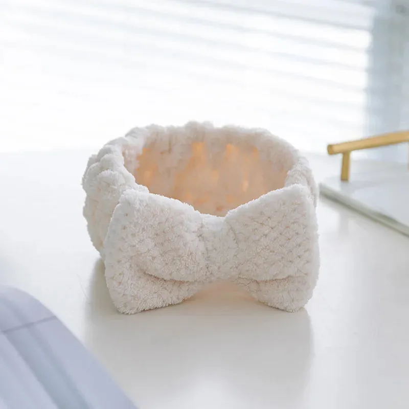 Coral Fleece Bow Headband – Stylish Makeup Hair Accessory